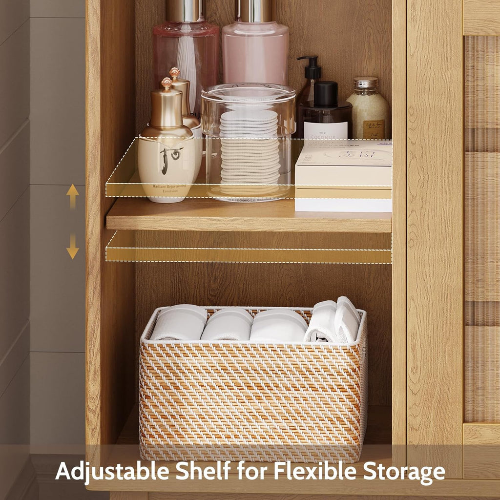 Bathroom Storage Cabinet, Small Storage Cabinets with Doors and Shelves, Coffee Bar Cabinet Buffet Sideboard Cabinet for Dining Room, Living Room, Entryway (Wood)