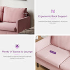 TYBOATLE Love Seat Mid Century Modern Small Loveseat for Living Room, 51" W Mini Little Upholstered 2-Seater Love Seats w/Iron Legs for Compact Small Space, Apartment, Bedroom, Dorm, Office (Pink)