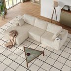 107" L-Shaped Boneless Couch, Cloud Modular Sectional Sofa with Chaise, Upholstered - No Assembly, Deep Seat, Soft Cushions & Backrest, for Living Room, Beige