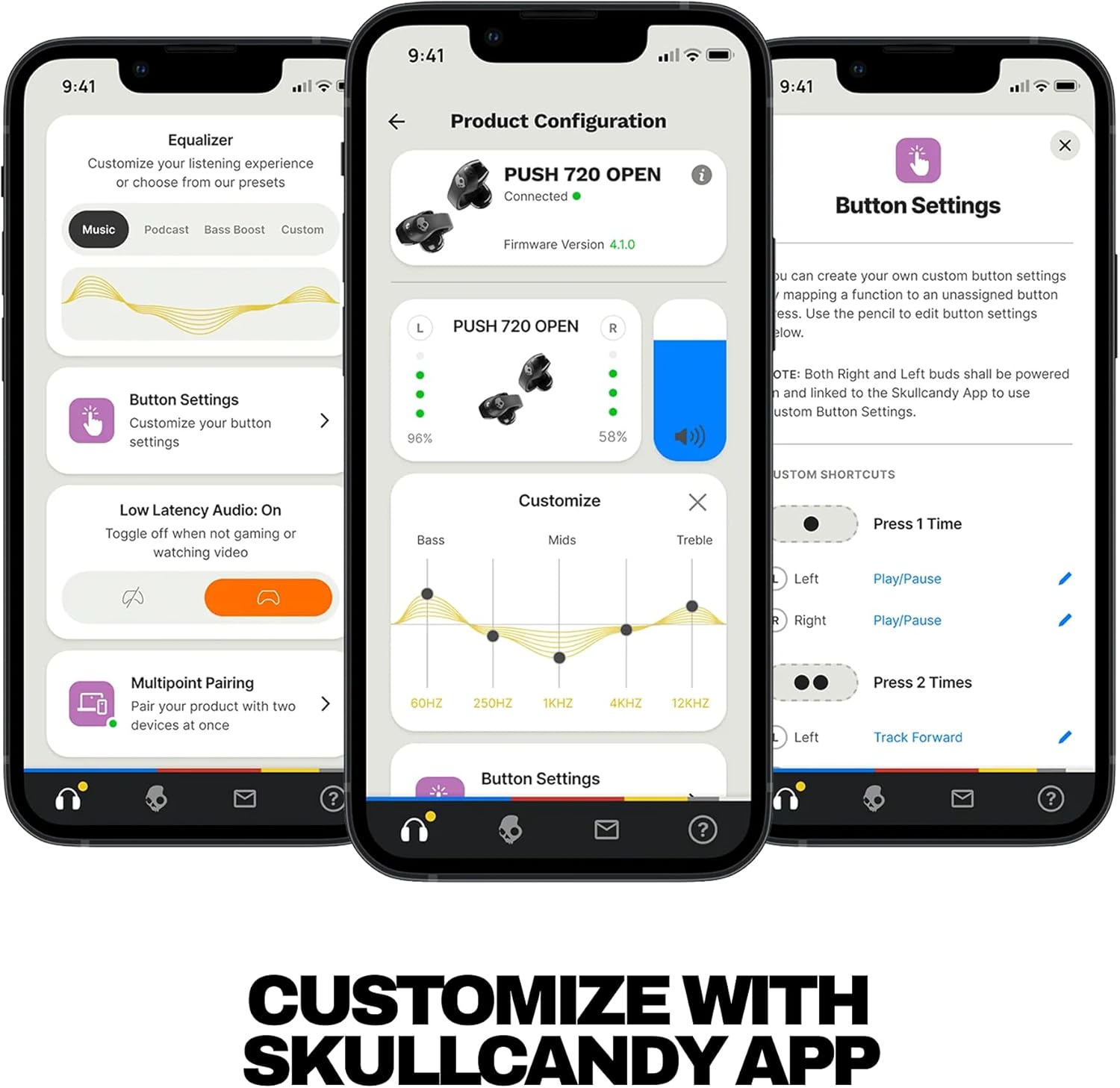Skullcandy Push 720 Open Wireless Open Ear Bluetooth Earbuds  Headphones  Waterproof  Clip-On Lightweight Design  30 Hours Battery  Wireless Charging Pouch  Microphone for iPhone Android - True Black