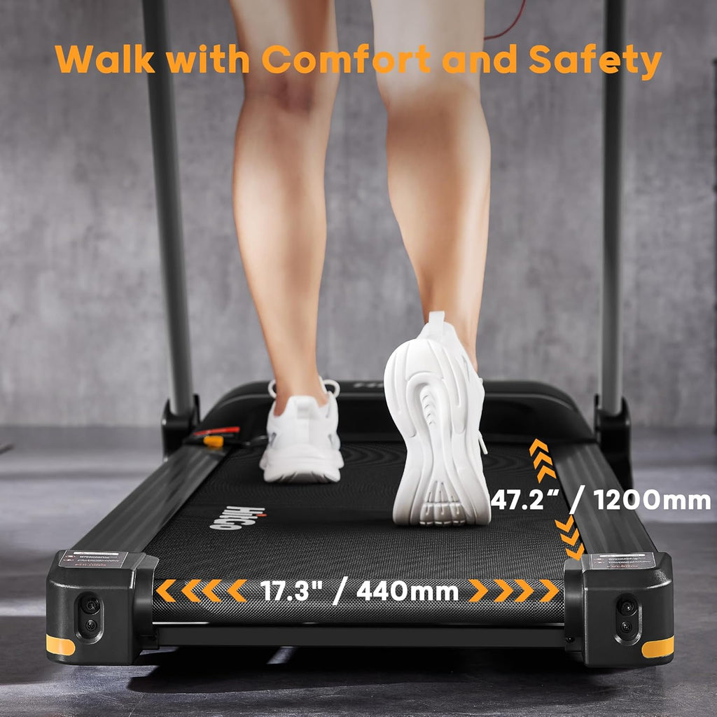 HitGo Treadmill with 15% Auto Incline,10 MPH High Speed Running Machine for Home Gym,Silent Brushless Motor,265lbs Weight Capacity,Air Cushion Shock Absorption,Bluetooth App Kinomap HitGo,Black