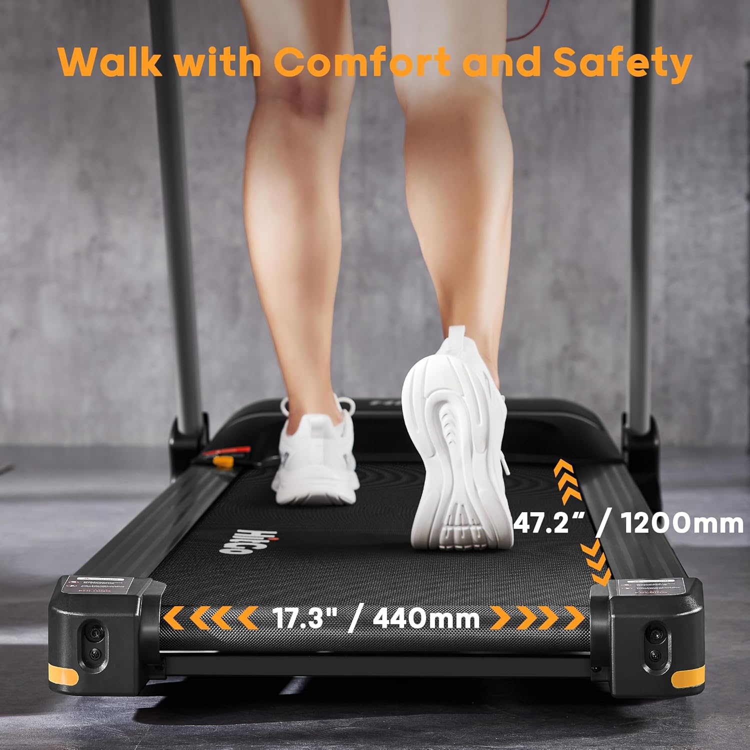 HitGo Treadmill with 15% Auto Incline,10 MPH High Speed Running Machine for Home Gym,Silent Brushless Motor,265lbs Weight Capacity,Air Cushion Shock Absorption,Bluetooth App Kinomap HitGo,Black