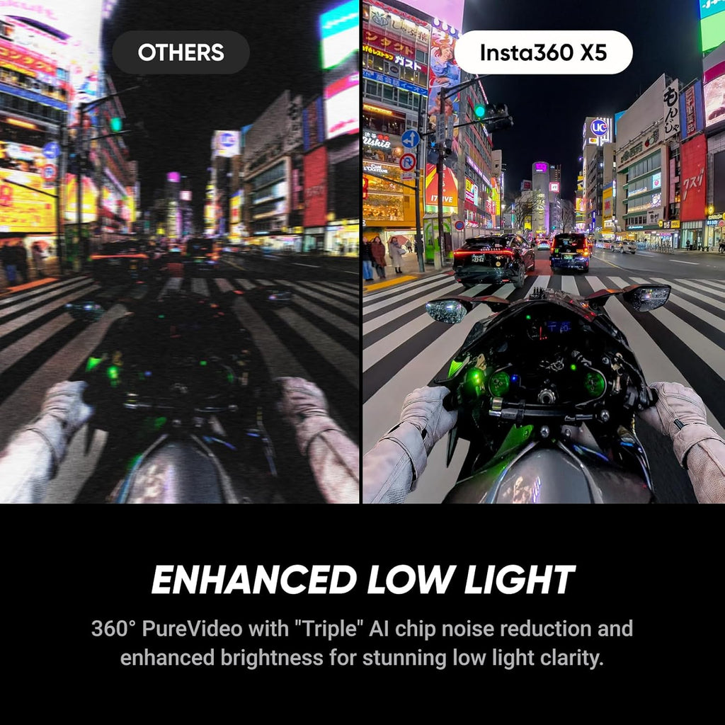 Insta360 X5 - Waterproof 8K 360° Action Camera  Leading Low Light  Invisible Selfie Stick Effect  Rugged and Replaceable Lens  3-Hour Battery  Built-in Wind Guard  Stabilization  Triple AI Chip Design