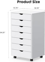 OLIXIS File Cabinet with 7 Drawers Rolling Filing Cabinets Under Desk Storage Printer Stand with Wheels,Mobile File Cabinet for Home Office