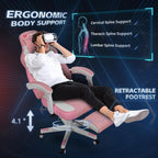 DL-win Video Gaming Chairs for Adults, Gamer Chair with Footrest, High Back, Big and Tall Gamer Chair‘s with Massage Lumbar Support, 360° Swivel Height Adjustable Computer Chaires, Pink