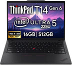 Lenovo ThinkPad T14 G6 AI Business Laptop 14" FHD+ Display  Intel Ultra 5 225U  16GB DDR5 RAM  512GB SSD  5MP FHD Webcam  Fingerprint  Backlit KB  Wi-Fi 6E  2 Thunderbolt 4 - Black