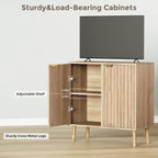 Vrullu Fluted Storage Cabinet, Free Standing Buffet, Wood Sideboard, Multifunctional Accent Storage for Living Room, Hallway, Entryway, Dining Room (1, Oak)