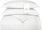 BOLL & BRANCH Signature Hemmed Duvet Set - Full/Queen, White - Luxury 100% Organic Cotton - 1 Duvet Cover, 2 Shams - Buttery Soft, Hidden Closures