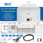ZKI 20L Lab Water Bath, 1500W Laboratory Thermostatic Water Bath, ±0.2°C Accuracy & 0.1°C Res, 14 Heating Modules with Even Heat Distribution, 9-Piece Kit for Lab, Clinical and Industrial Use (110V)