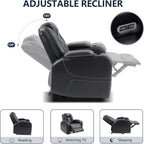 CANMOV Electric Power Recliner Chair with Adjustable Headrest,Breathable Faux Leather Home Theater Seating with Ambient Lighting,Cup Holders,Hidden Arm Storage,USB,Type-C Ports,Black
