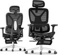 FLEXISPOT ErgoX Premium Ergonomic Office Chair with Footrest- Adjustable 3D Armrests, Dynamic Lumbar Support, Recline & Tilt Function, Mesh Seat, for Home & Office Use,Black