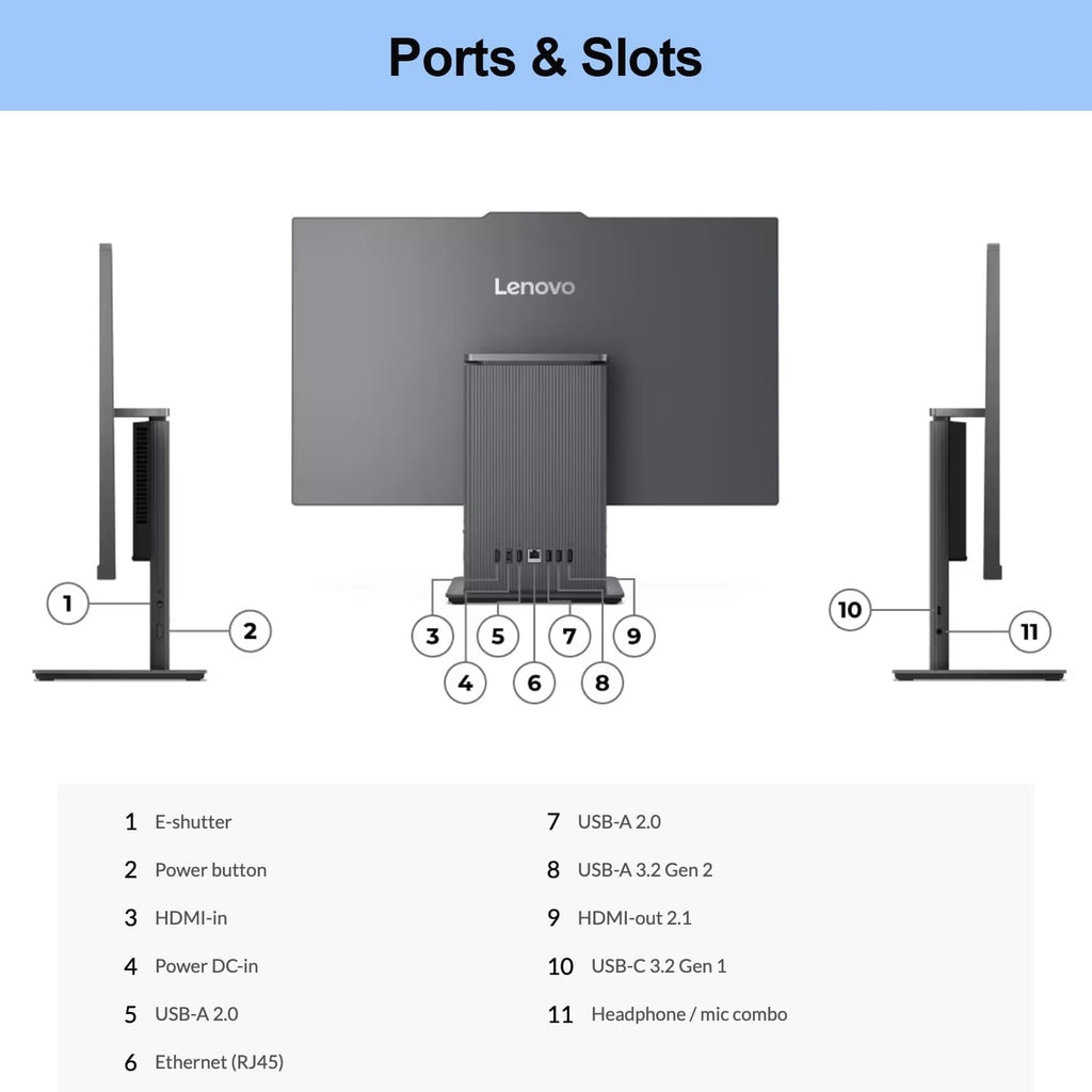 Lenovo 2024 IdeaCentre I All-in-One  27" FHD Touchscreen 100Hz  Intel Core i5-13420H  32GB DDR5 RAM  1TB SSD  Wireless Charging Base  Wireless KB & Mouse  Wi-Fi 6  Windows 11 Home  Grey