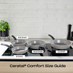 Fissler Ceratal Comfort Ceramic Non-Stick Frying Pan 2 Piece Set, 9.5 Inch and 11 Inch, Warm Grey, Made without PFAS