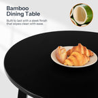 HOOBRO Bamboo Dining Table, Round Dining Table for 2, 27.5" Kitchen Table for Small Space, Writing Table, Easy to Assemble, for Dining Room, Living Room, Office, Kitchen, Apartment, Black BK71CZ01G1