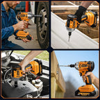 Brushless Impact Wrench 3-in-1 500N.m(369Ft-lbs) Torque Wrench 1/2 Drive with 2.0Ah Battery, 8 Drill Bits, 6 Screwdriver Bits, 4 Sockets, Cordless Impact Gun for automotive Repair and DIY