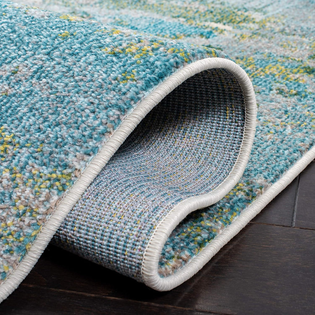 SAFAVIEH Madison Collection Area Rug - 10' x 14', Light Blue & Green, Boho Abstract Design, Non-Shedding & Easy Care, Ideal for High Traffic Areas in Living Room, Bedroom (MAD440J)