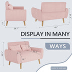 Shintenchi Small Modern Loveseat Couch Sofa, Mid Century Fabric Upholstered 2-Seat Sofa Couch Love Seats Furniture for Small Space,Living Room,Studio,Apartment with 2 Pillows, Pink