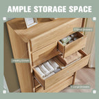 Modern 7 Drawers Dresser for Bedroom, 54.7" Tall Large Dresser & Chests of Drawers w/Rounded Corner, Wood Handleless Organizer Dresser w/Natural Texture for Bedroom, Living Room-Natural