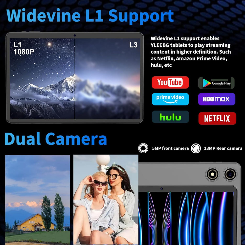 2026 10 Inch Android 15 Tablet with Keyboard, 26GB+256GB, 2TB Expand, Gemini AI Tablet PC with Octa-Core, 8000mAh, 5G WiFi, GPS, GMS, Widevine L1, 2 in 1 Tablets with Case, Mouse, Stylus (Black Case)