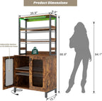 Aheaplus Bar Cabinet with Power Outlets, Wine Bar Cabinet Liquor Cabinet with LED Lights & Glass Holder, Coffee Bar Station, Microwave Stand, Rustic Brown