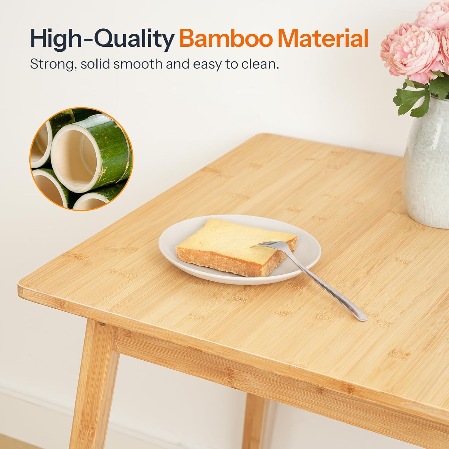 HOOBRO Bamboo Dining Table, Square Dining Table for 2, 27.6" Kitchen Table for Small Space, Writing Table, Easy to Assemble, for Dining Room, Living Room, Office, Kitchen, Natural YL70CZ01G1
