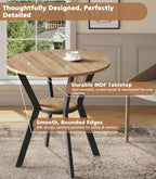 Round Kitchen Tables for 2-4, 31.5" Small Dining Tables with Storage, Rustic Wood Circle Dinner Table with Metal Leg, Farmhouse Dinner Table for Small Space, Dining Room, Kitchen, Office, Apartment
