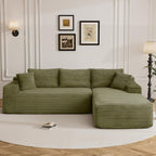 95" Boneless Cloud Sectional Couches for Living Room, Comfy Fluffy L Shaped Memory Foam Deep Seat Boneless Couch, Modular Sectional Sofa with Right Facing Chaise, Olive Green