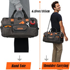 WELKINLAND 18 Inch Waxed Canvas Tool Bag, Heavy-Duty Electrical Tool Bag, Large-Opening 28-Pocket Tools Bag, 36L Tool Bags For Men, Quick-Access HVAC Tools Bags