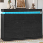 Tall Black 8 Dresser for Bedroom, Sliding Top Storage Space, Modern Wood Drawers with LED Light and Power Outlet, Large Chest of Drawer for Living Room, Hallway, Entryway (8 Drawers,Black)