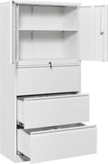 SISESOL 3 Drawer Lateral File Cabinet with Lock and Shelf,White Metal Filling Cabinet with Drawers and Shelf, Locking File Storage Cabinets with Doors and Shelves for Home,Office,Garage,School