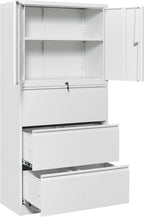 SISESOL 3 Drawer Lateral File Cabinet with Lock and Shelf,White Metal Filling Cabinet with Drawers and Shelf, Locking File Storage Cabinets with Doors and Shelves for Home,Office,Garage,School