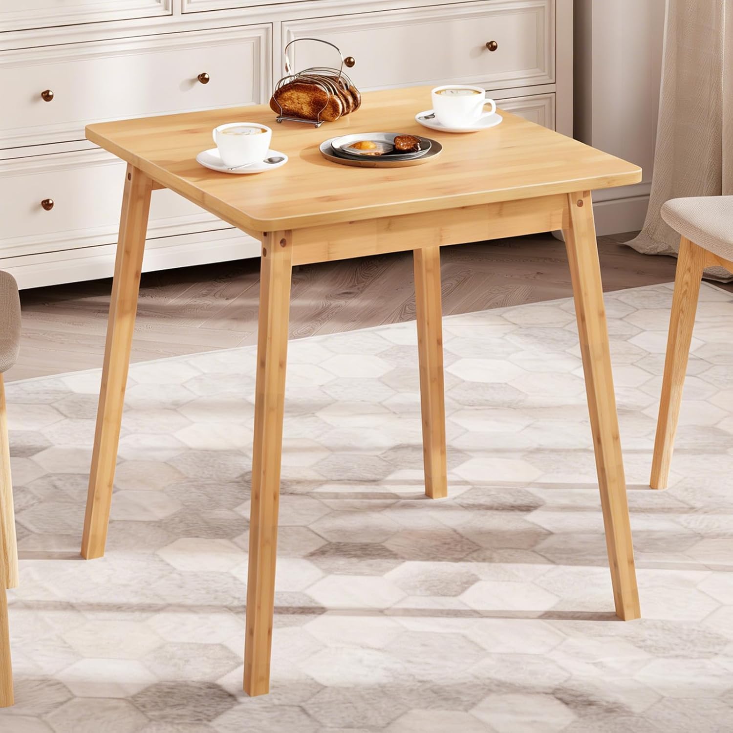 HOOBRO Bamboo Dining Table, Square Dining Table for 2, 27.6" Kitchen Table for Small Space, Writing Table, Easy to Assemble, for Dining Room, Living Room, Office, Kitchen, Natural YL70CZ01G1