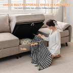 104'' Modular Sectional Sofa with Seats Storage,Oversized L Shaped Couch with Deep Seat,3-Seater Comfy Cloud Couches for Living Room, Movable Ottoman,Chenille,Khaki