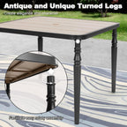 NUU GARDEN 37" Square Outdoor Dining Table, Metal Dining Table with Umbrella Hole, Wood-Grain Tabletop, Weather-Resistant for Garden, Backyard, Deck, Lawn