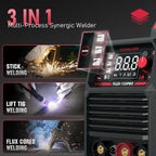 YESWELDER 135A MIG Welder, 110V Flux Core MIG/Lift TIG/Stick 3-in-1 Large LED Digital Display Welding Machine IGBT Inverter Welder