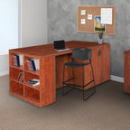 Regency Legacy Stand Up Desk/ 3 Storage Cabinet Quad with Bookcase End- Cherry