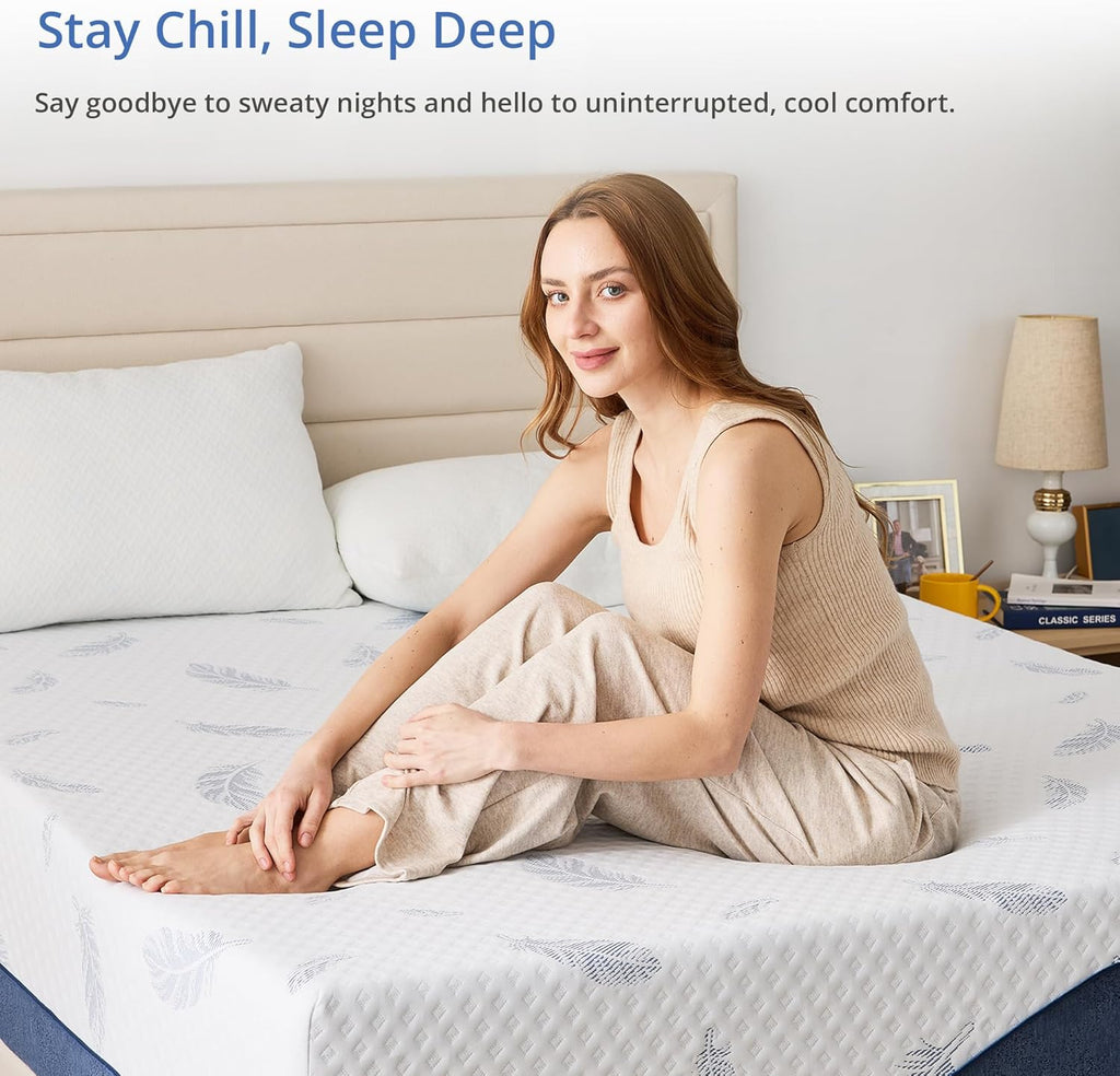 EGOHOME Firm Queen Mattress 12 Inch Memory Foam Mattresses Bed in a Box with Gel Foam and Removeable Fiberglass Free Cover for Cool Sleep and Back Pain Relief, CertiPUR-US Certified, Blue