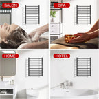 Electric Towel Warmer Rack,Heating Towel Warmer,Timer & Temperature Control,Wall-Mounted Plug-in for Bathroom,Gunmetal Grey,Stainless Steel,8-Bar(27.56x20.87x4.41in)