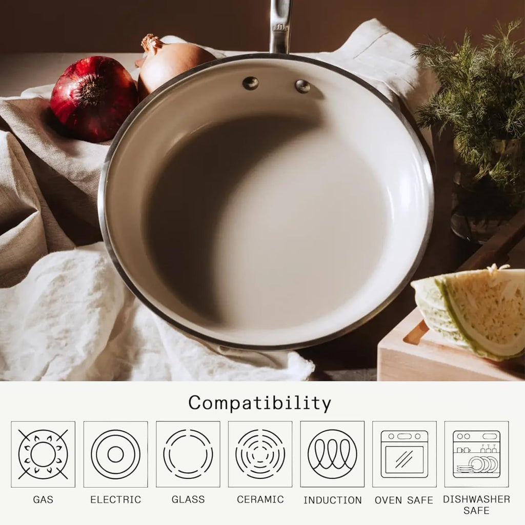 Made In Cookware | 10" Ceramic Non Stick Frying Pan (Stainless Handle) | 5-Ply Stainless Clad with Stay-Cool Handle | Professional Cookware | Crafted in USA | Induction Compatible