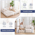 MAXYOYO Folding Sofa Bed, L-Shaped Convertible Sofa Foldable Sleeper Couch with Pillow, Portable Fold Out Chair Bed with Armrest Comfy Floor Lounge for Living Room Bedroom, Beige