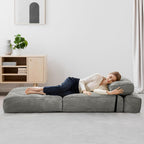 tantohom Folding Sofa Bed, Convertible Sleeper Chair with Pillow Foldable Mattress with Back Support,Space-Saving Sofa for Living Room,Bedroom (Gray)