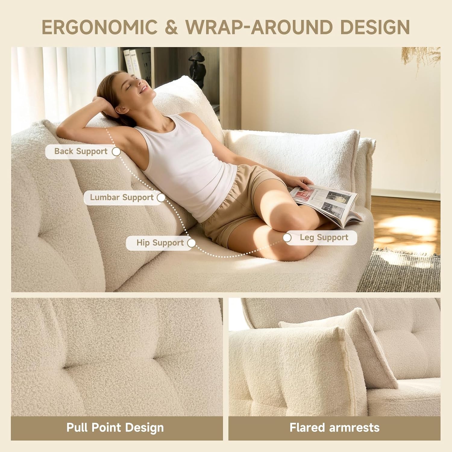 85.8" Modern Loveseat Sofa, Love Seat Couches for Living Room, Button Tufted Upholstered Furniture, Solid & Easy to Install Small Couch for Bedroom Office Apartment