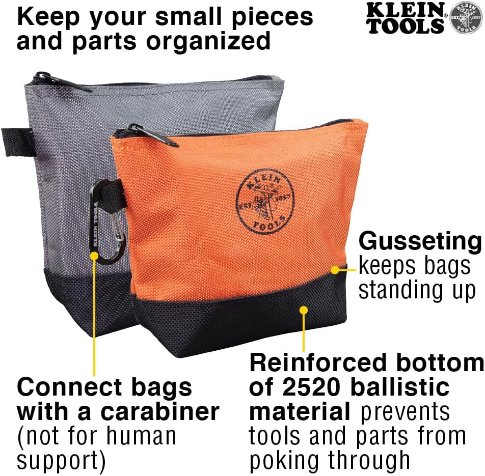 Klein Tools 80038 Backpack Tool Kit, Tradesman Pro Backpack, Zipper Tool Bags, and Magnetizer, 4-Piece
