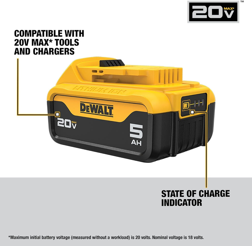 DEWALT 20V MAX Lithium-Ion Battery 2-Pack, 5.0 Ah (DCB205-2c)