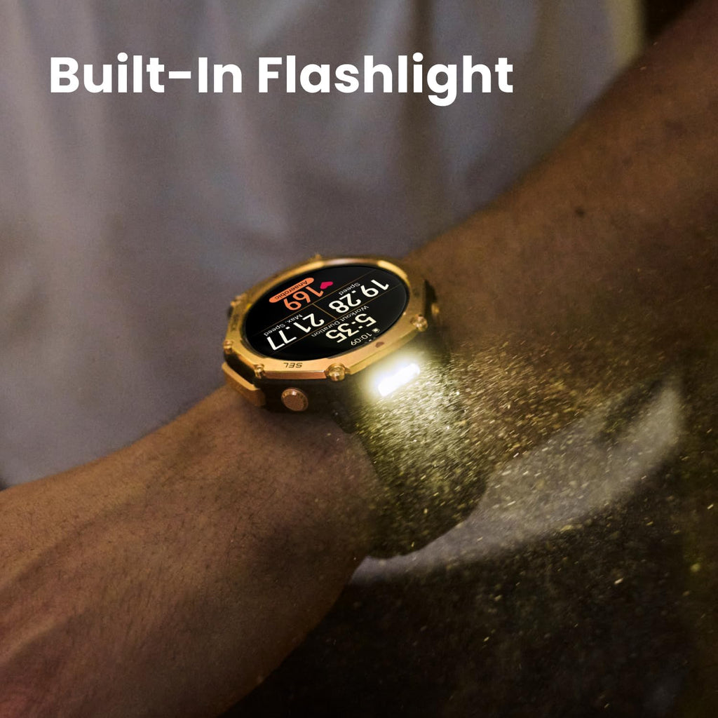 Amazfit T-Rex 3 Pro Outdoor Smart Watch 48mm Sapphire AMOLED Display  Ti Bezel  Dual Band GPS  Offline Maps  25 Days Battery  Built-in Flashlight  10 ATM  180+ Sports Mode for Android & iPhone  Black