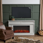 Real Flame Torrey 60” Electric Fireplace TV Stand for TVs up to 60 inches, Entertainment Center with Adjustable Shelves and Hidden Storage, TV Stand for Living Room and Bedroom, Bone White