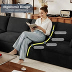 136" Cloud Modular Sectional Couch with L-Shaped Chaise,Corduroy Boneless Sofa,Memory Foam Couches in a Box with Deep Seat for Living Room,No Assembly Required (Black,Left-Facing Chaise)