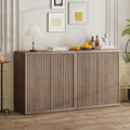 Sideboard Buffet Cabinet, Fluted Sideboard with Adjustable Shelves, Modern Credenza Storage Cabinet with Pop-up Doors, Wood Buffet Cabinets with Storage for Kitchen Entryway Living Room