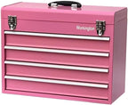 Workington Portable Metal Tool Chest with 4 Drawers, 20" 4-Drawer Tool Chest Cabinet with Ball Bearing Drawer Slides, Steel Tool Storage Box Organizer 4004 Pink