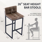 Counter Height Bar Stools Set of 4, Upholstered Barstools with Back, Bar Chairs with Thickened Metal Legs, PU Leather Counter Stools for Kitchen Island (Coffee Brown, 4Pcs 26" Counter Stools)